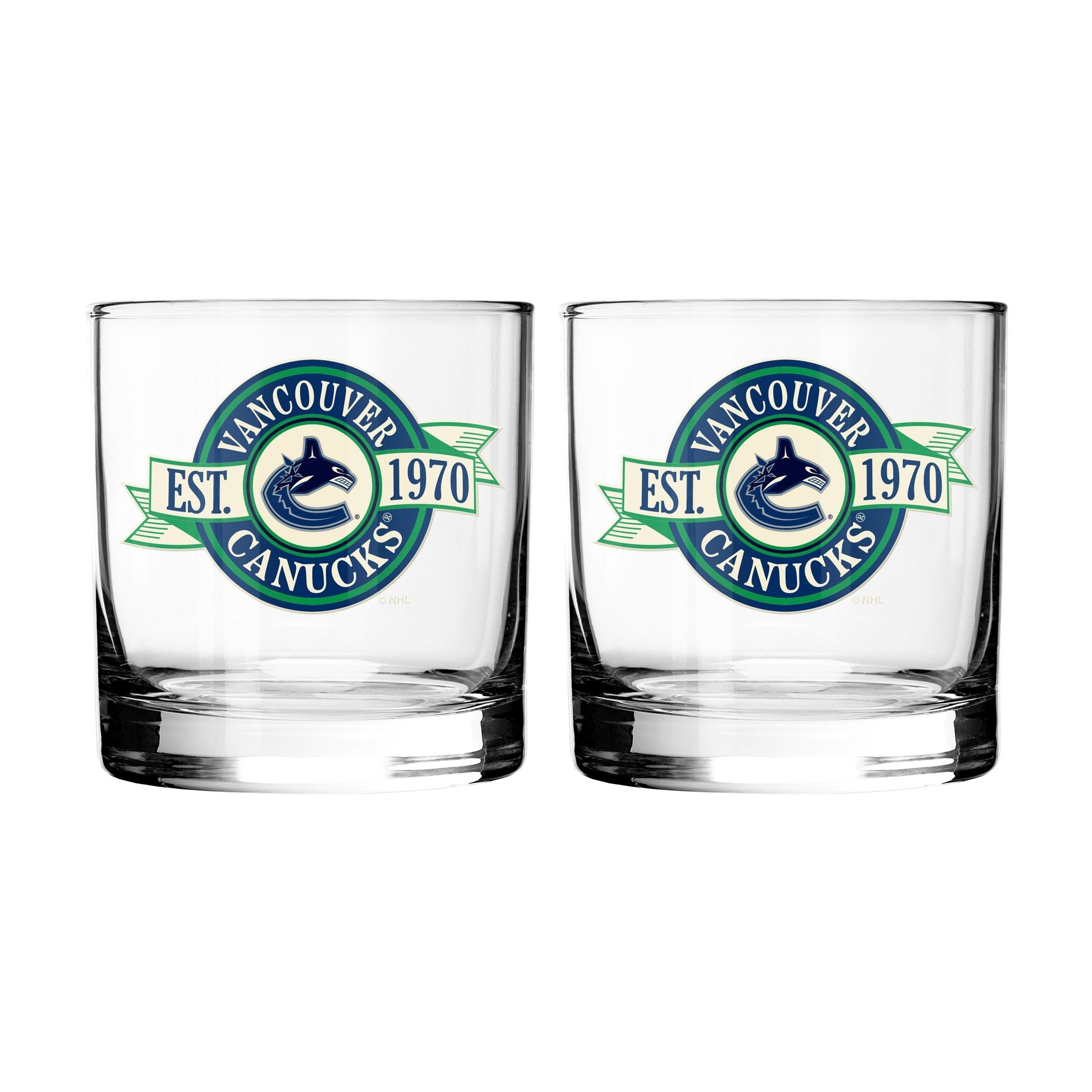 NHL Vancouver Canucks Hockey Rocks Glass, 2-pk
