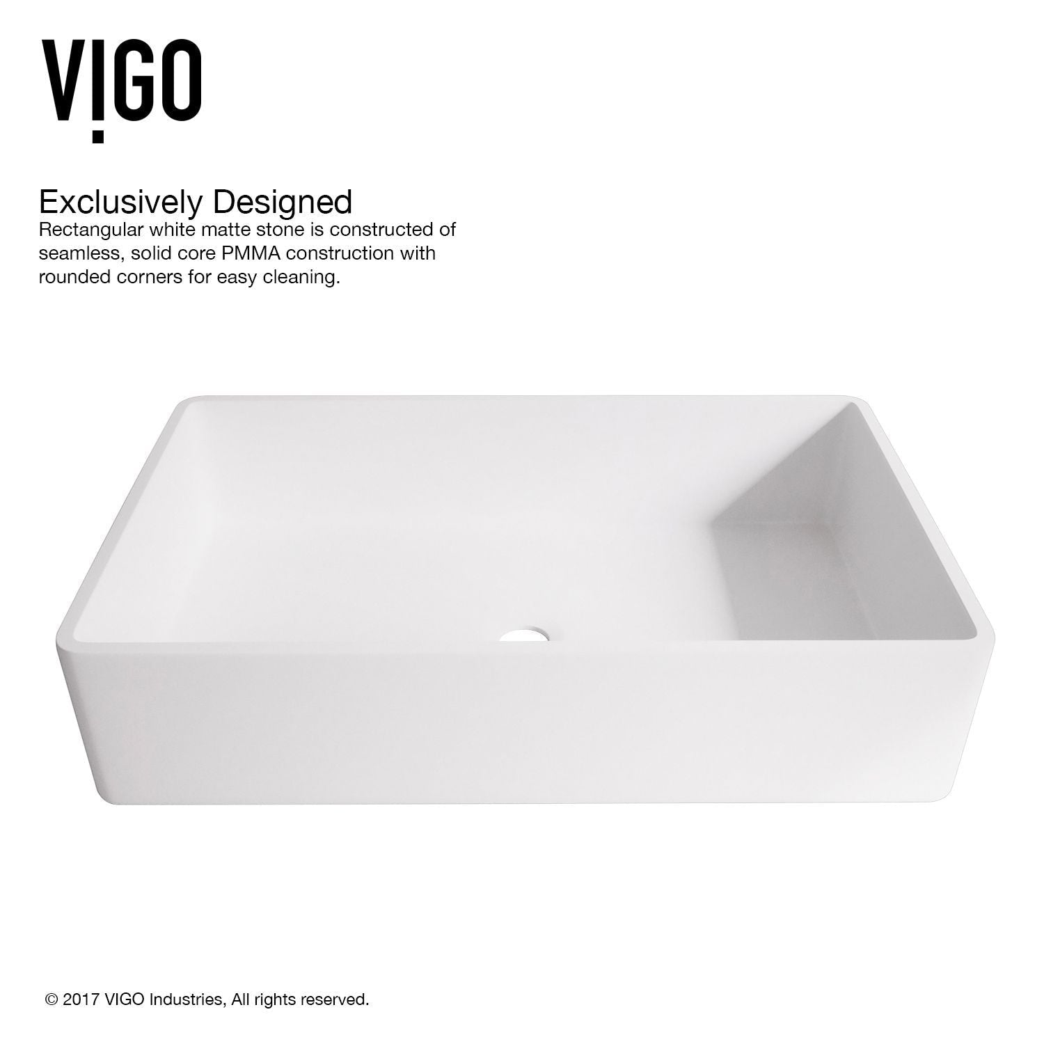 VIGO Magnolia MatteStone White Bathroom Sink/Basin Set with Niko Faucet and Rectangular Composite Vessel