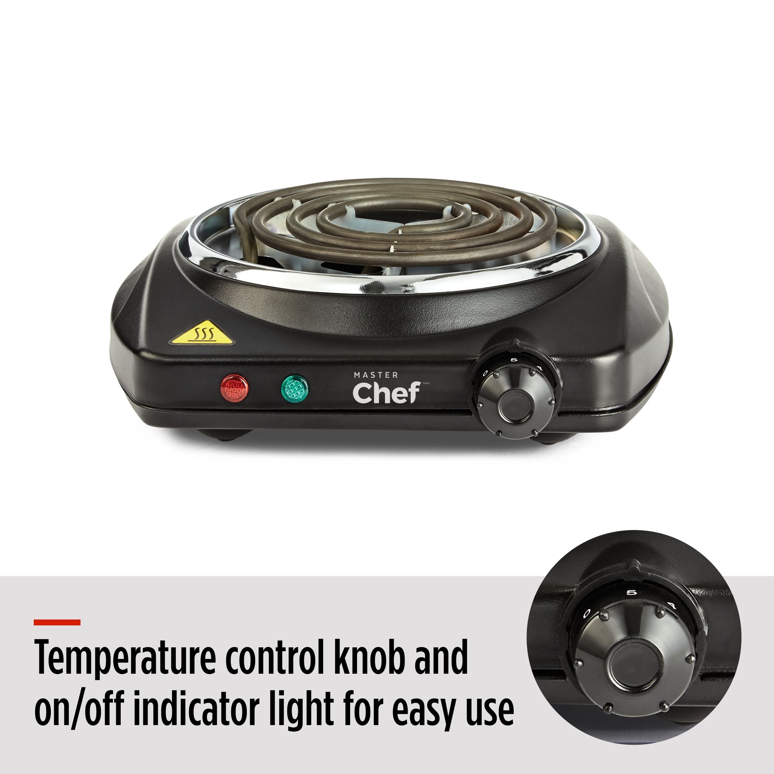 MASTER Chef Single Burner Hot Plate, Black, 1000W