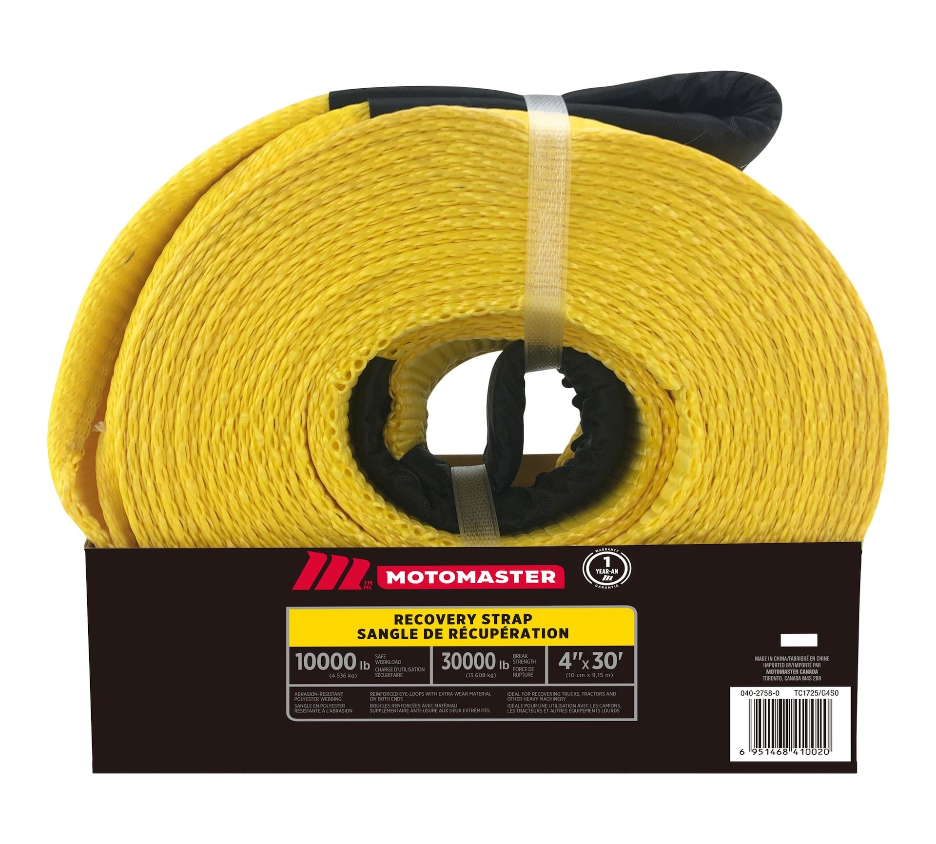 MotoMaster 30,000-lb Recovery Strap with Loop Ends, Commercial Grade, 4-in x 30-ft