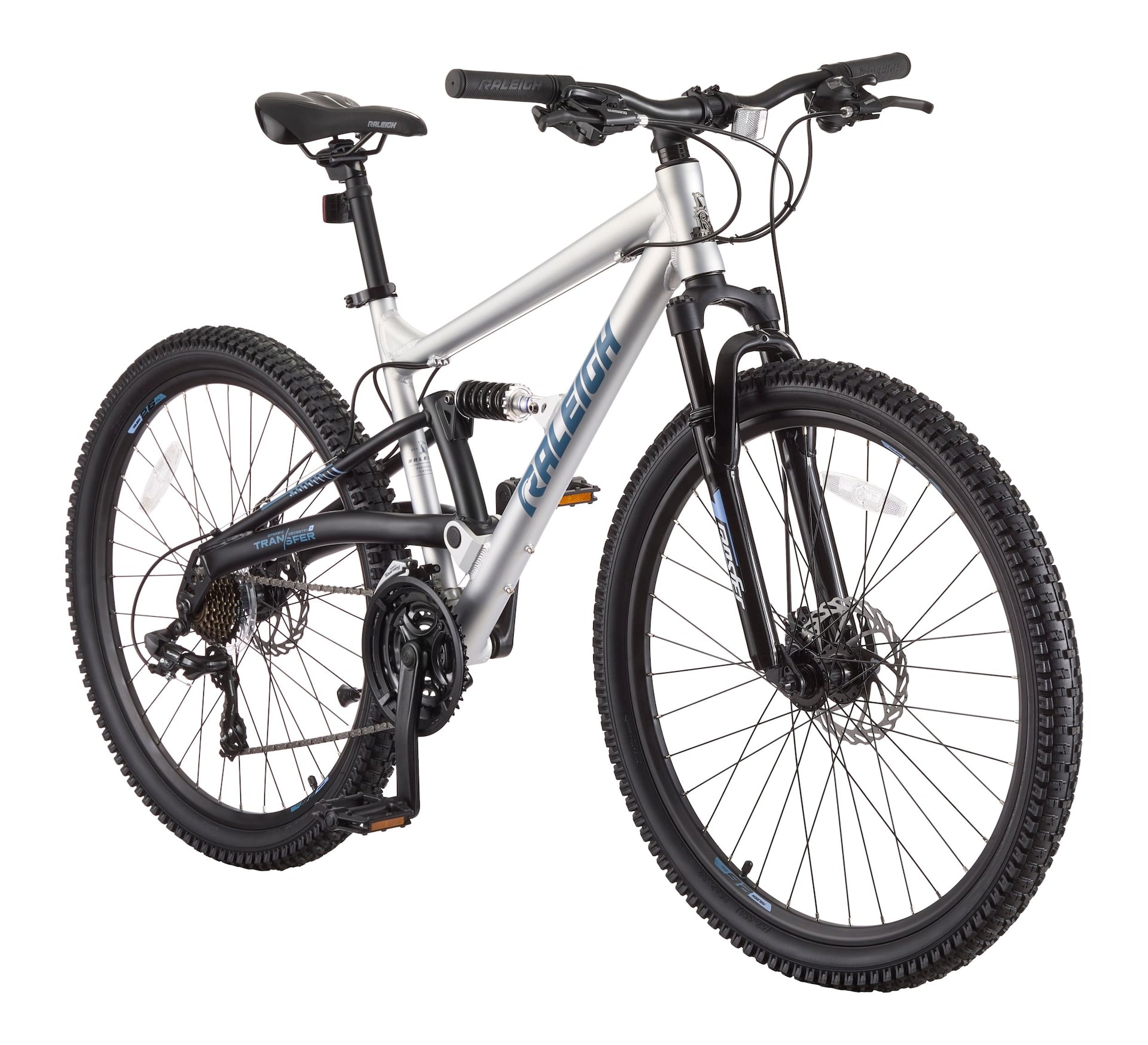 Raleigh Tracker DS Mountain Bike with 21-Speed Shimano Shifting System, Silver
