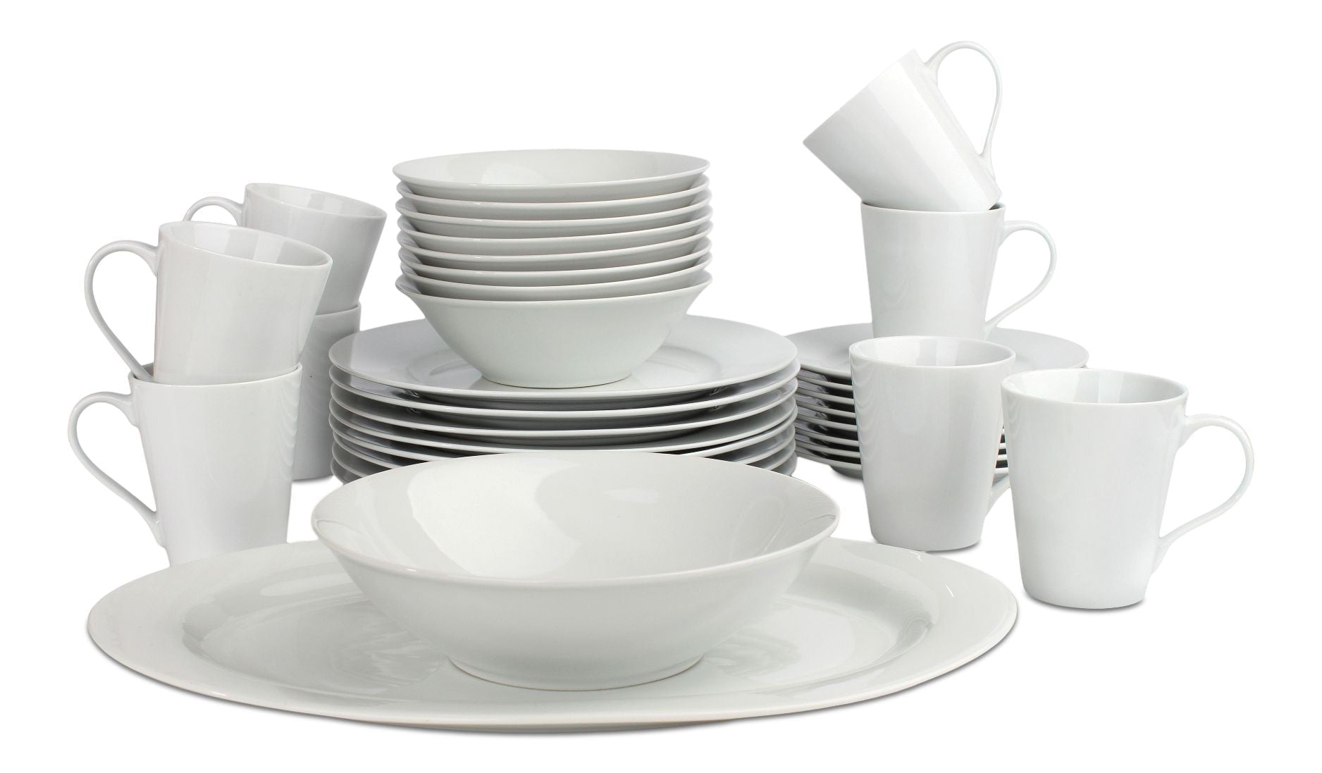 CANVAS Lauren 34pc Porcelain Dinnerware Set, Serves 8, White