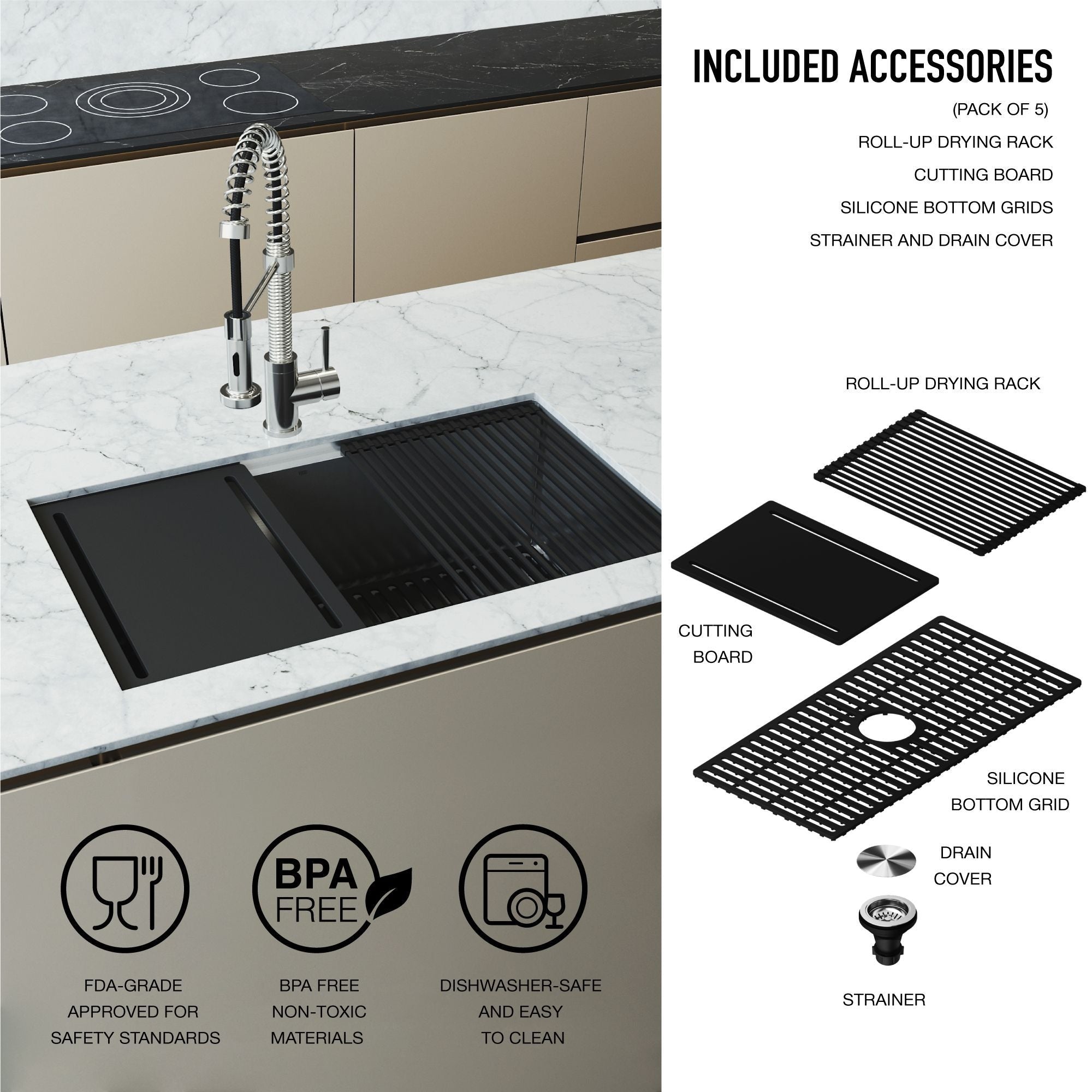 VIGO Mercer 33-in Stainless Steel Undermount Kitchen Sink