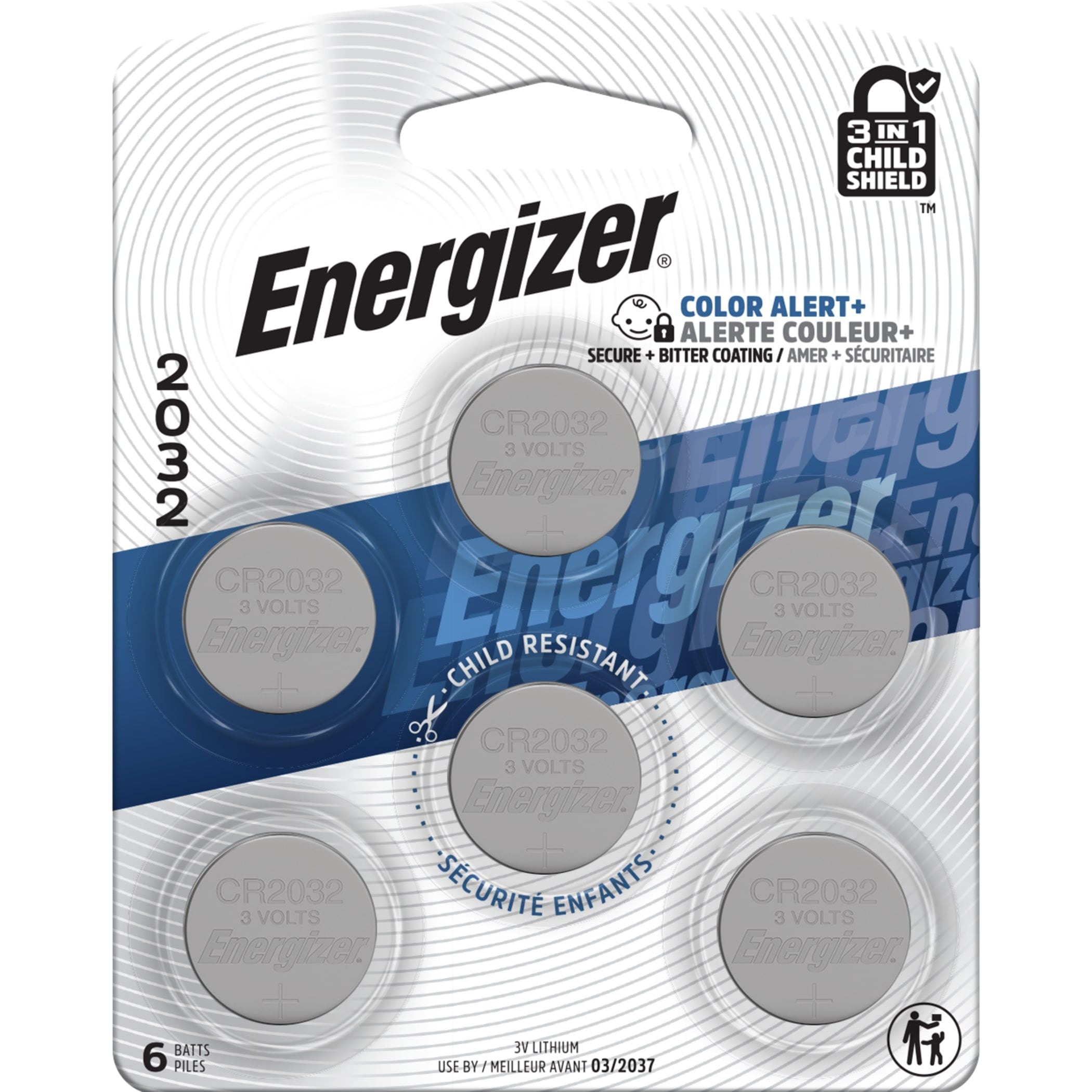 Energizer 6-pk CR2032 3V / 3 Volt Lithium Coin Cell Batteries, Long Lasting