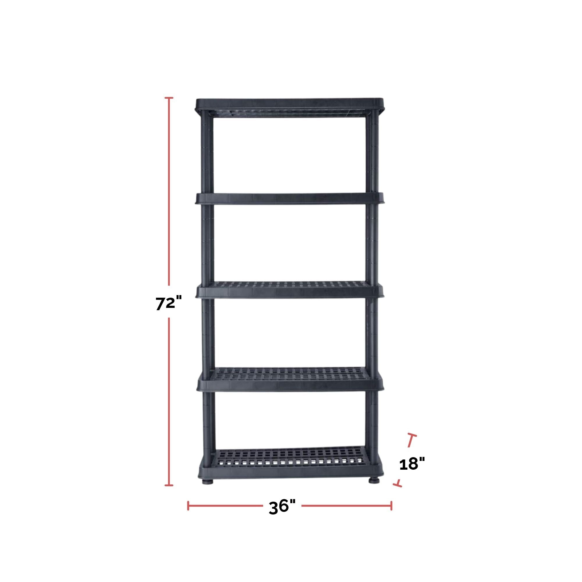 Mastercraft Adjustable 5-Shelf Resin/Plastic Storage Rack/Shelving Unit, 36 x 18 x 72-in