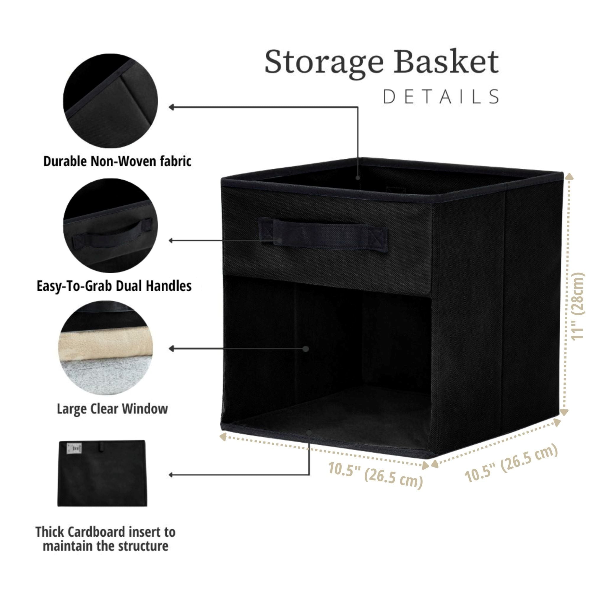 Decomomo Collapsible Transparent Front Cube, 11-in, 6-pk, Black