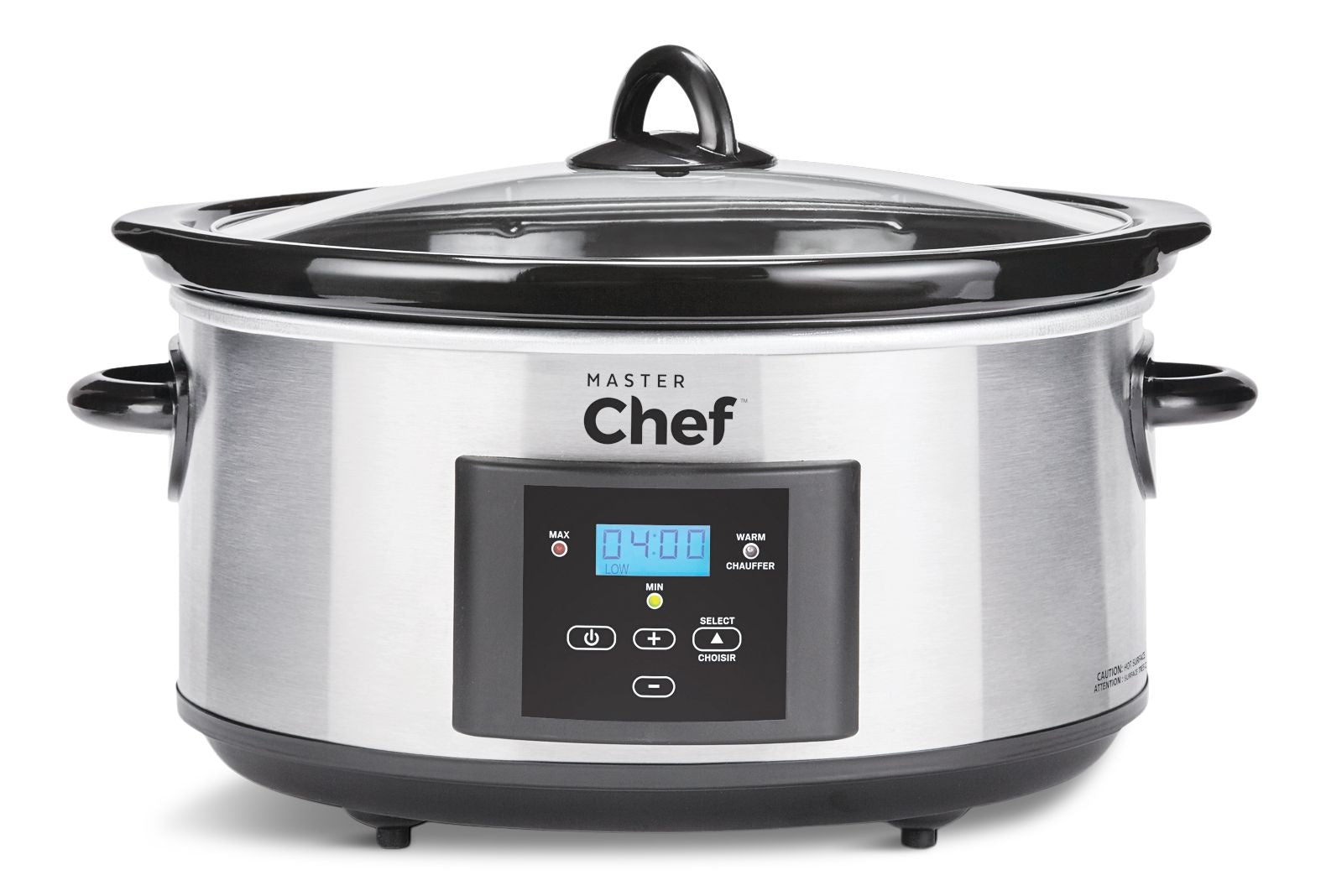 MASTER Chef Digital Programmable Slow Cooker, Stainless Steel, 6qt