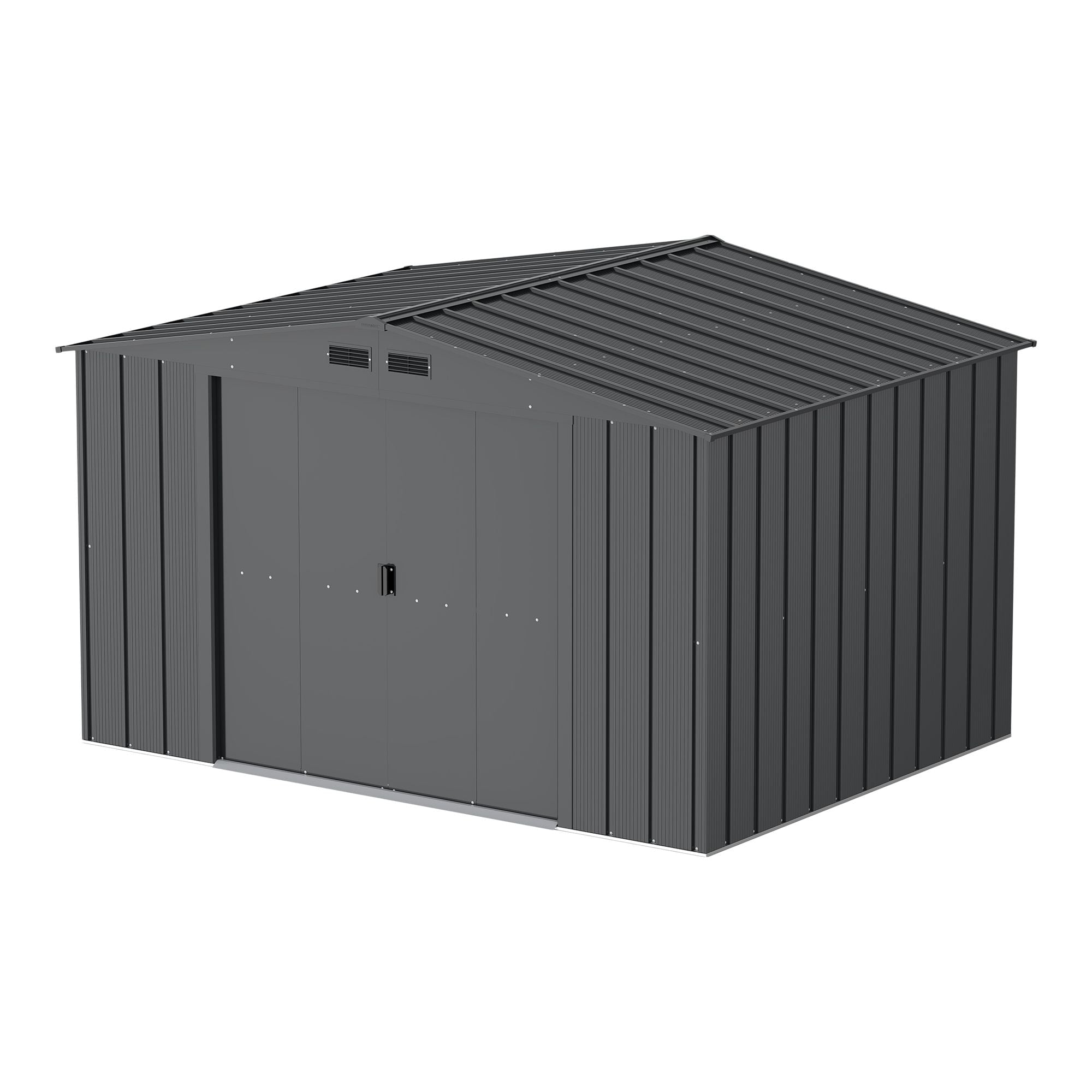Duramax Metal Outdoor Storage Shed with Steel Frame, Dark Grey, 10-1/2-ft x 8-ft