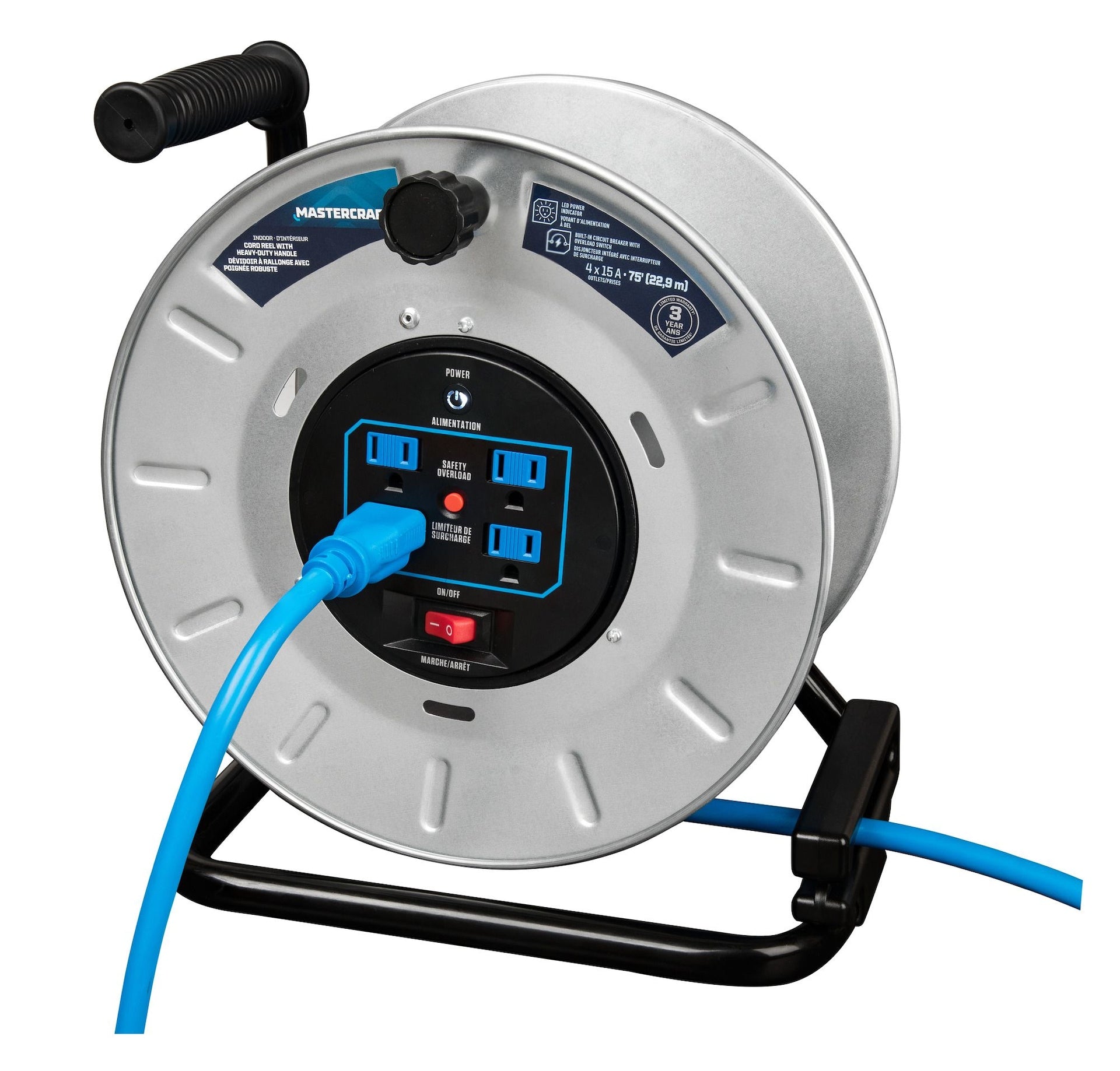 Mastercraft 75-ft 15A Retractable Extension Cord Reel