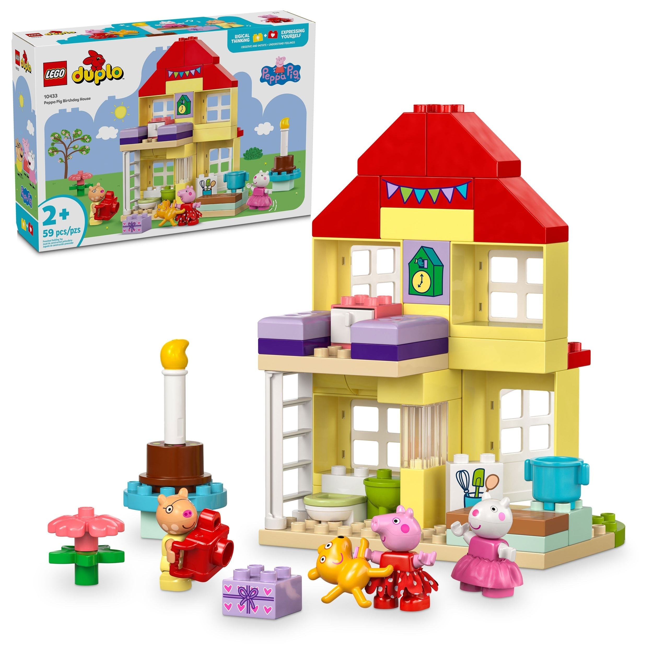 LEGO DUPLO Peppa Pig Birthday House Preschool Building Toy Set, 59-pc