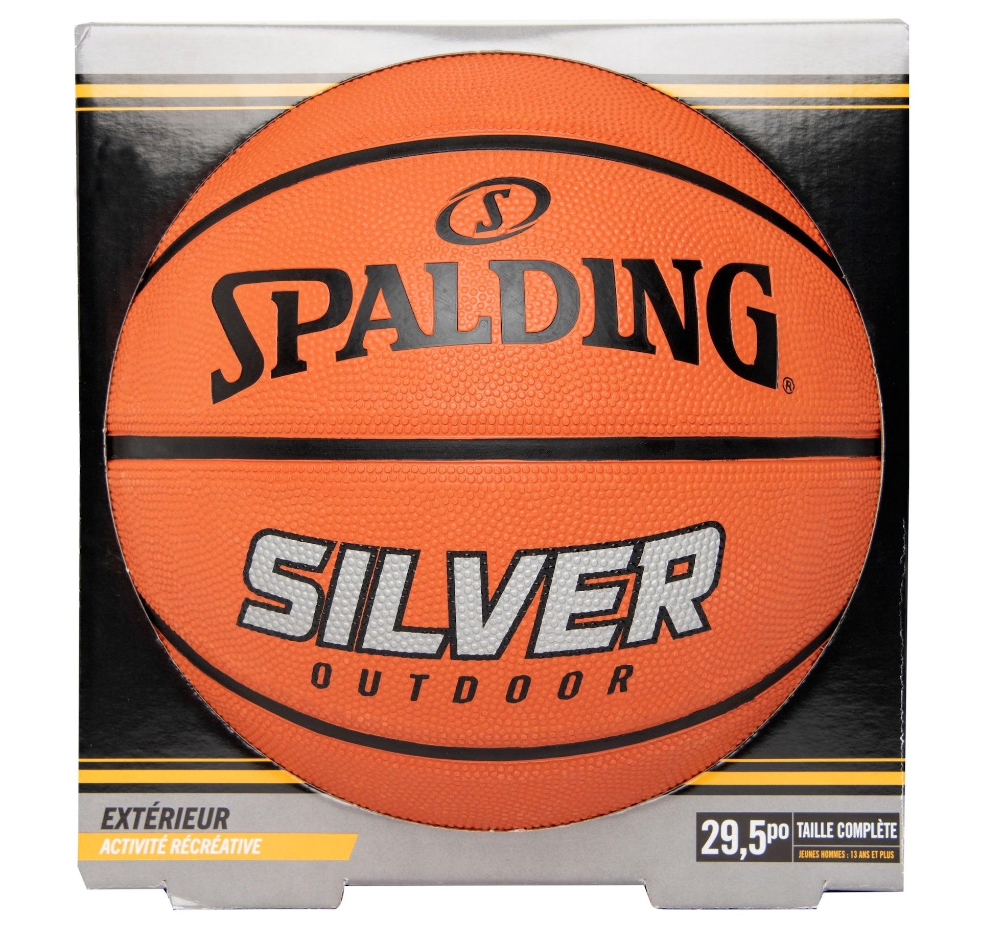 Spalding Silver Outdoor Rubber Basketball, Official Size 7 (29.5-in), Orange